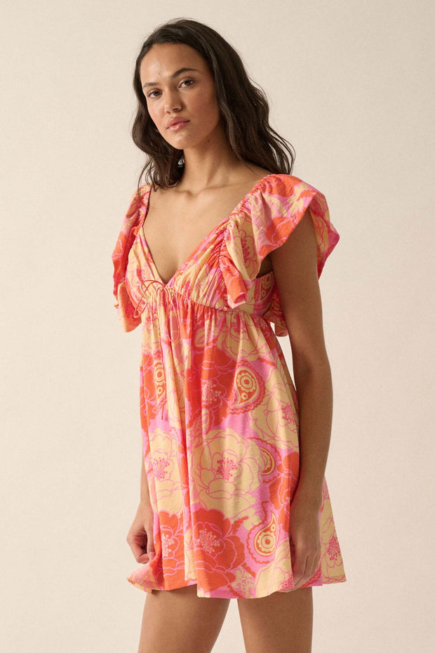 Summer Smoothie Floral Paisley Babydoll Mini Dress - ShopPromesa