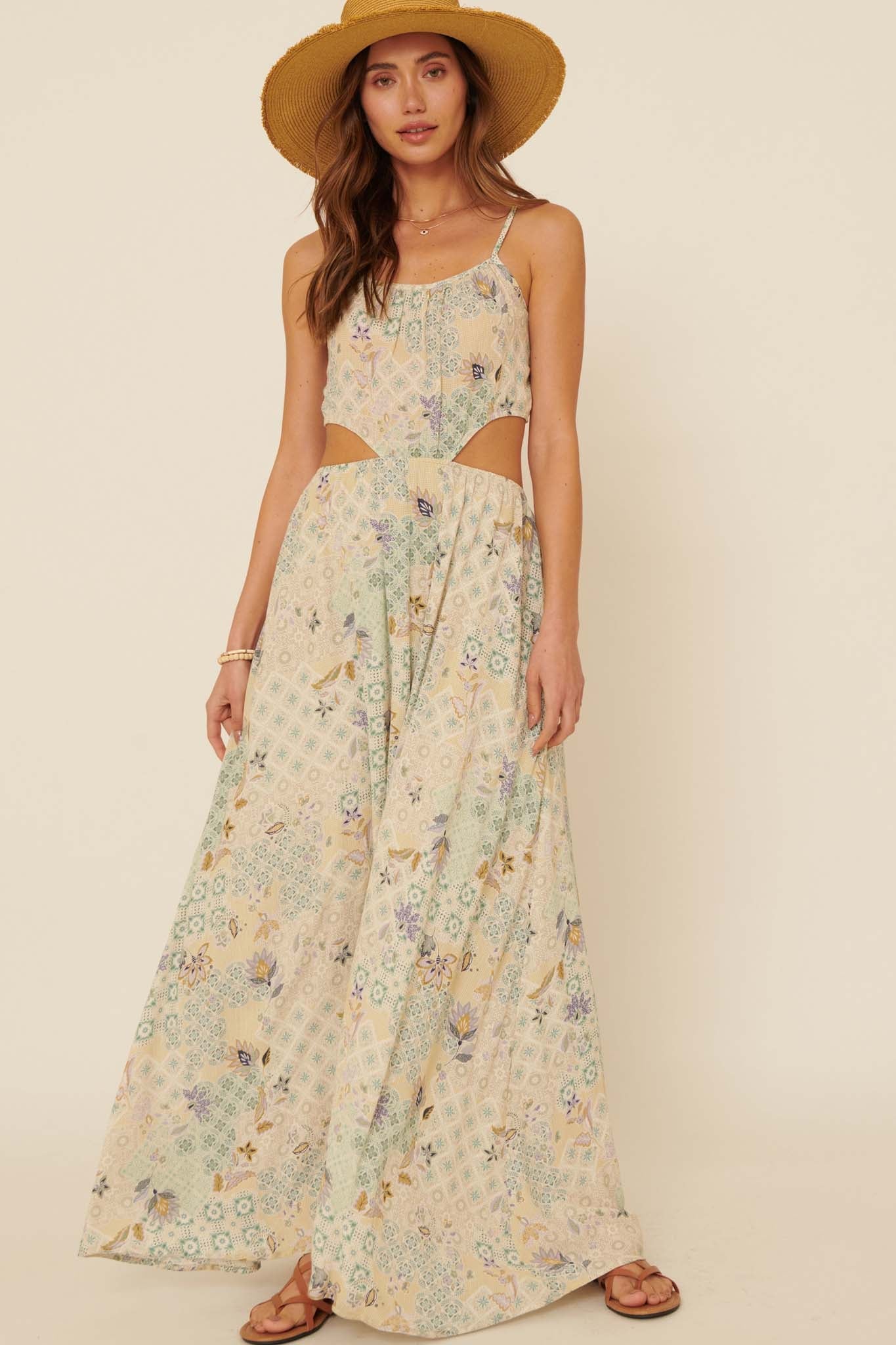 Dream Voyager Patchwork-Print Cutout Maxi Dress - ShopPromesa