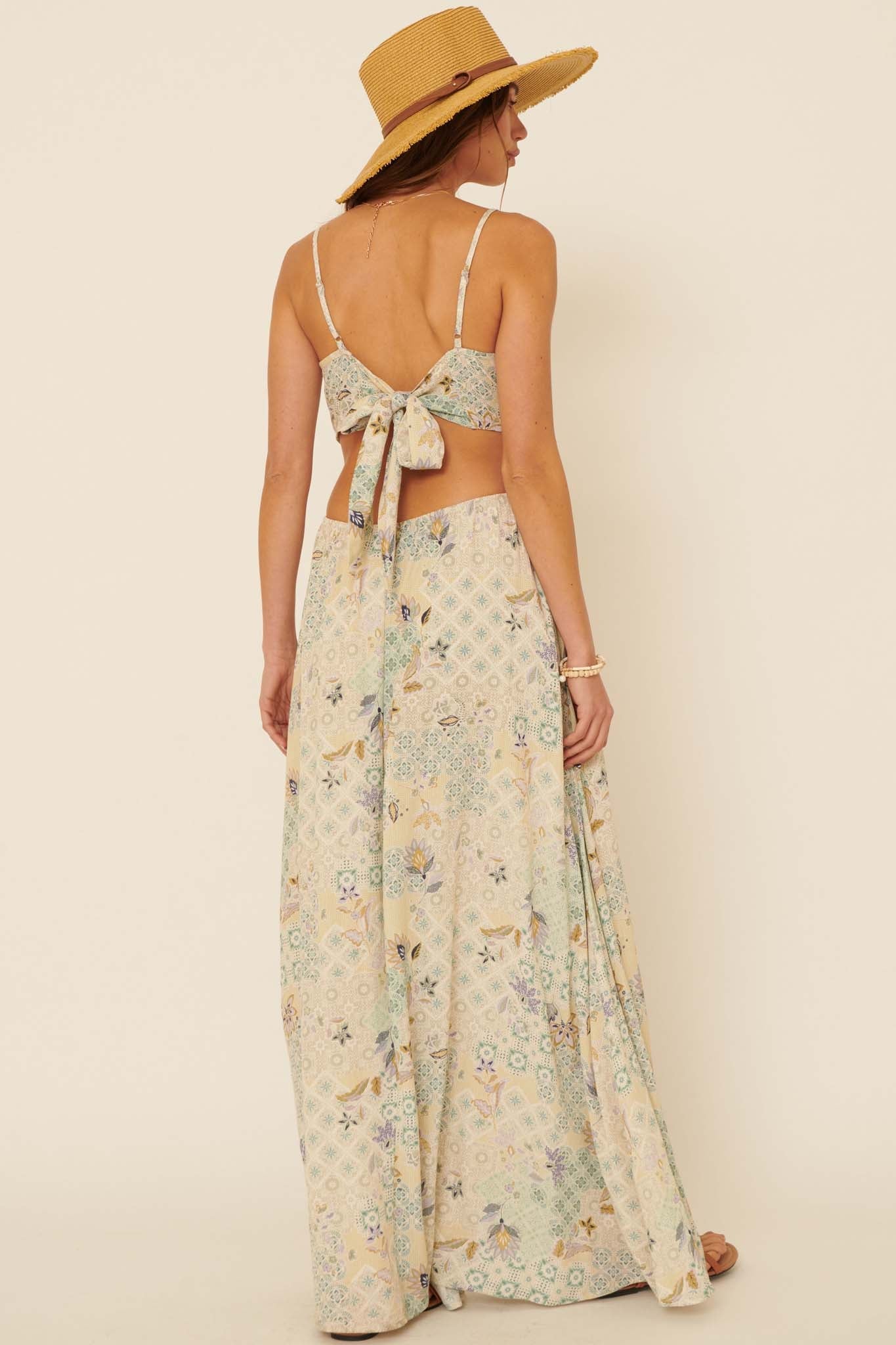 Dream Voyager Patchwork-Print Cutout Maxi Dress - ShopPromesa