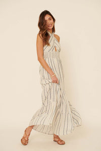 Still Waters Floral-Stripe Halter Maxi Dress - ShopPromesa