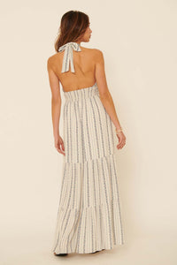 Still Waters Floral-Stripe Halter Maxi Dress - ShopPromesa