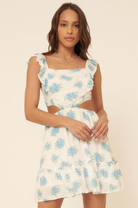 Forget Me Not Ruffled Floral Cutout Mini Dress - ShopPromesa