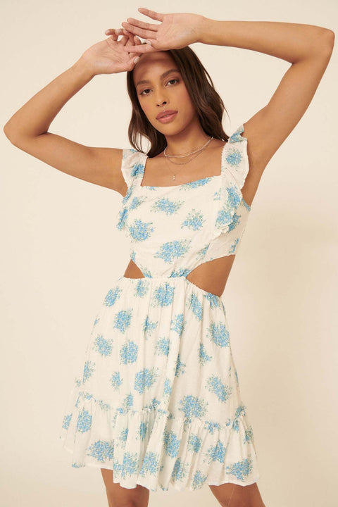 Forget Me Not Ruffled Floral Cutout Mini Dress - ShopPromesa