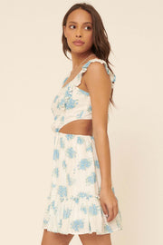 Forget Me Not Ruffled Floral Cutout Mini Dress - ShopPromesa