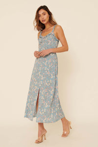 Butterfly Kisses Ruffled Floral Midi Dress - ShopPromesa