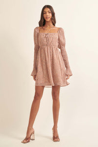 Poetic Plumes Floral Juliet-Sleeve Mini Dress - ShopPromesa