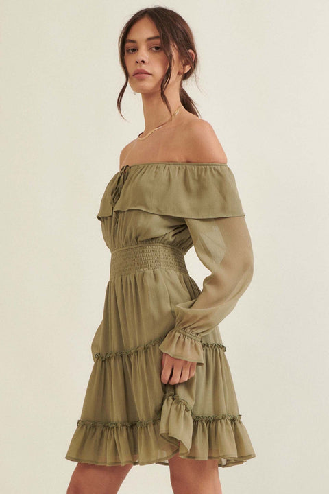 Grace Notes Ruffled Off-Shoulder Mini Dress - ShopPromesa