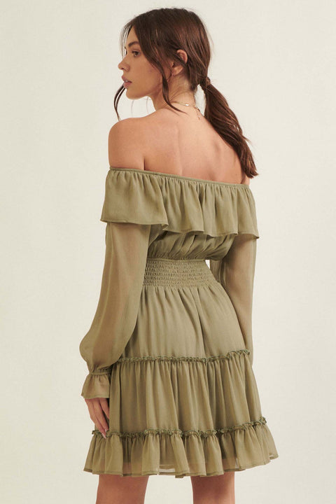 Grace Notes Ruffled Off-Shoulder Mini Dress - ShopPromesa
