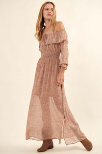 Precious Petals Floral Off-Shoulder Maxi Dress - ShopPromesa