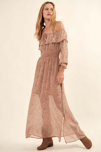 Precious Petals Floral Off-Shoulder Maxi Dress - ShopPromesa