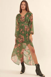 Autumn Enchantment Floral Chiffon Maxi Dress - ShopPromesa