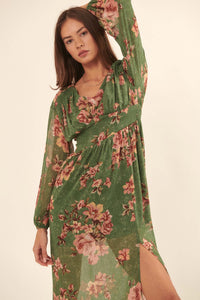 Autumn Enchantment Floral Chiffon Maxi Dress - ShopPromesa