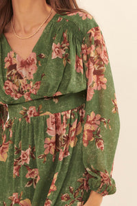 Autumn Enchantment Floral Chiffon Maxi Dress - ShopPromesa