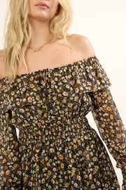 Blooming Valley Floral Off-Shoulder Maxi Dress - ShopPromesa