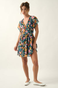 Trinidad Tides Floral Chiffon Kimono Mini Dress - ShopPromesa