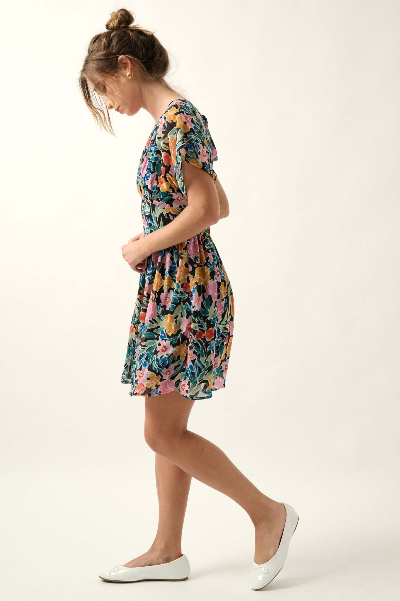 Trinidad Tides Floral Chiffon Kimono Mini Dress - ShopPromesa