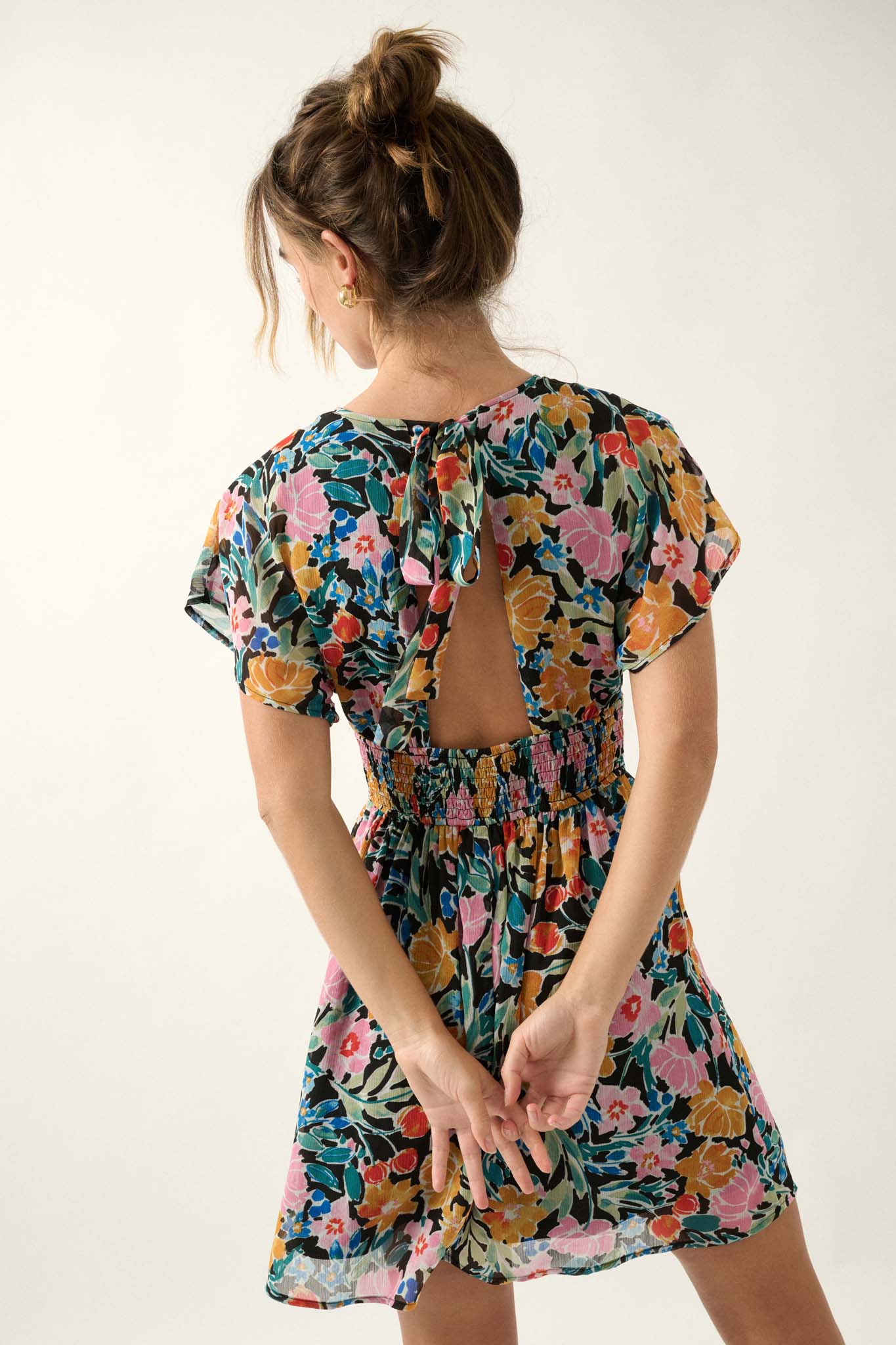 Trinidad Tides Floral Chiffon Kimono Mini Dress - ShopPromesa