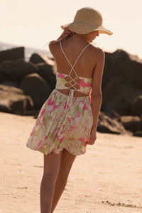 Maui Wowie Floral Lace-Up Back Mini Dress - ShopPromesa