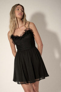 Night Music Ruffled Chiffon Mini Skater Dress - ShopPromesa