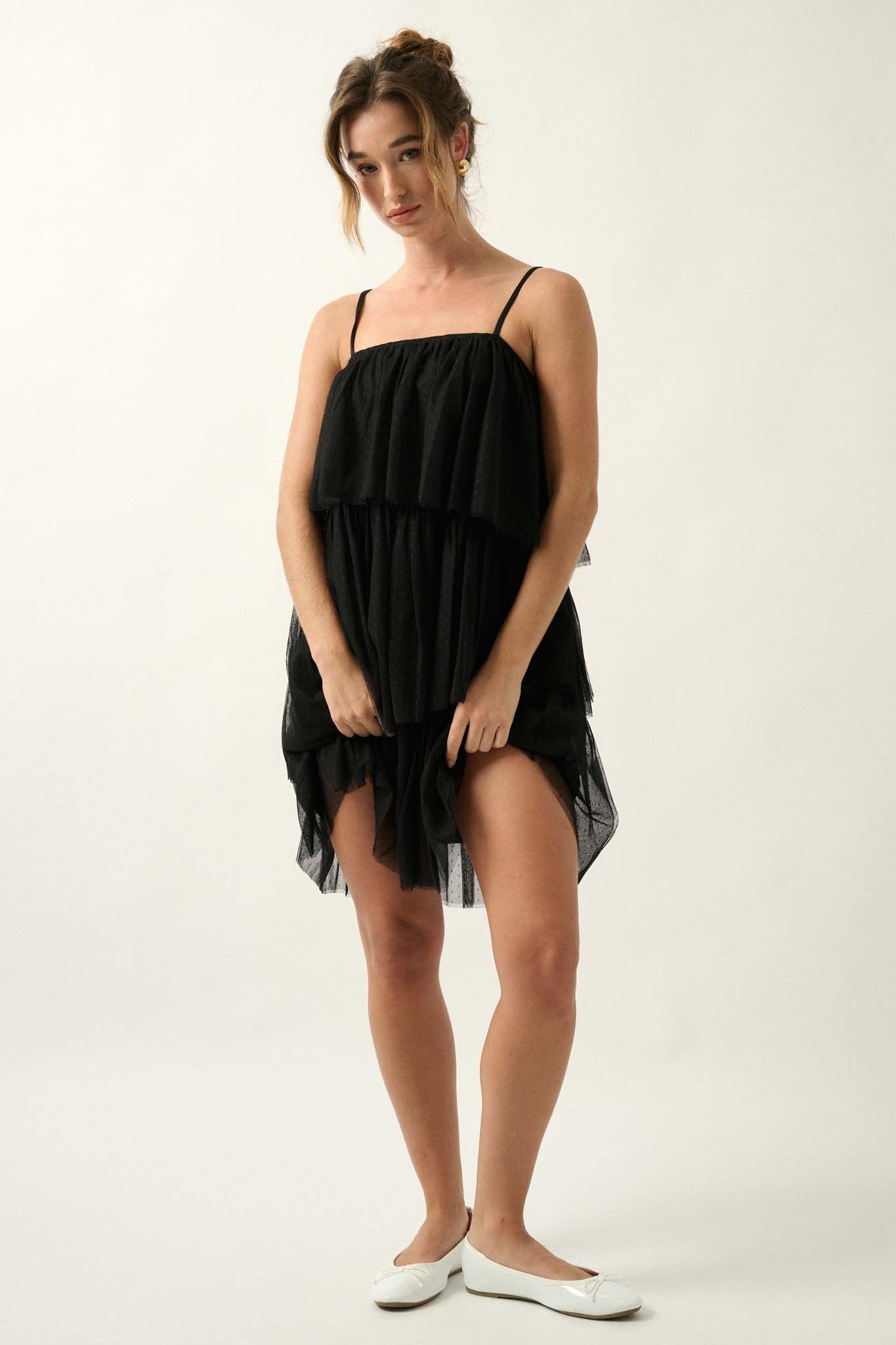 Fancy Frills Asymmetrical Tiered Ruffle Mini Dress - ShopPromesa