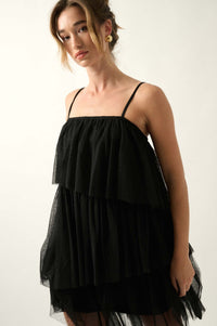 Fancy Frills Asymmetrical Tiered Ruffle Mini Dress - ShopPromesa