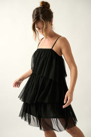 Fancy Frills Asymmetrical Tiered Ruffle Mini Dress - ShopPromesa