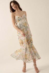 Dew Kissed Lace-Trimmed Floral Chiffon Slip Dress - ShopPromesa