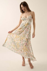 Dew Kissed Lace-Trimmed Floral Chiffon Slip Dress - ShopPromesa