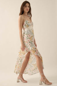 Dew Kissed Lace-Trimmed Floral Chiffon Slip Dress - ShopPromesa