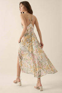 Dew Kissed Lace-Trimmed Floral Chiffon Slip Dress - ShopPromesa