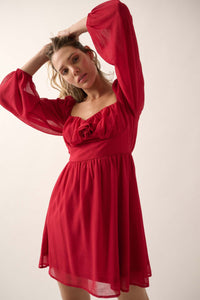 Isn't It Romantic Chiffon Rose-Bodice Mini Dress - ShopPromesa