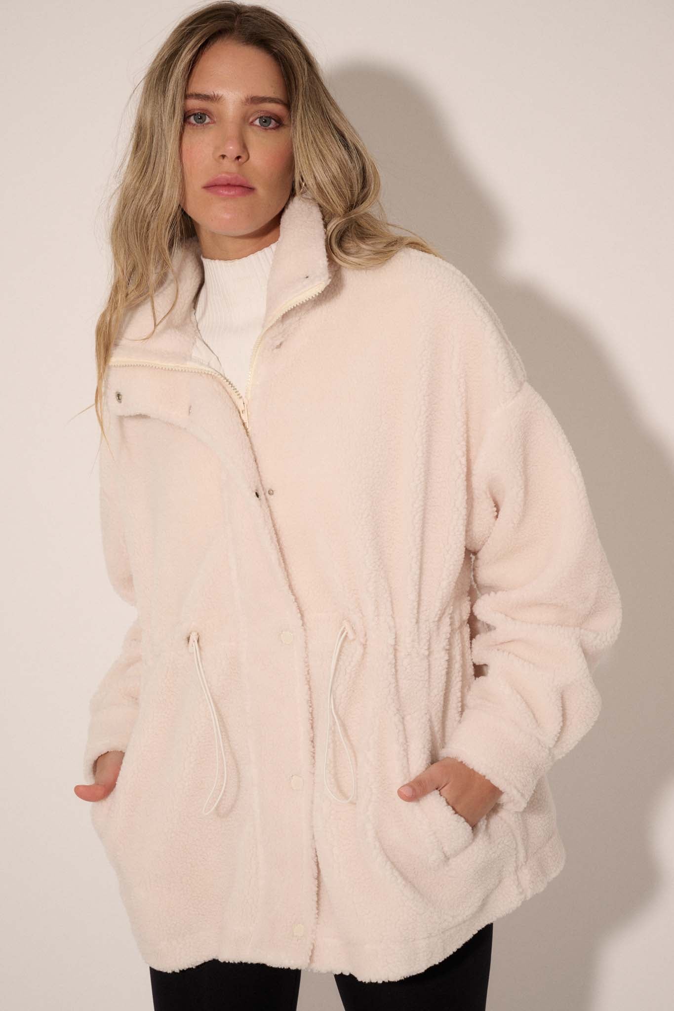 Feeling Fluffy Sherpa Fleece Drawstring Jacket - ShopPromesa