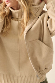 Stone Cold Vegan Suede Sherpa-Lined Hooded Jacket - ShopPromesa
