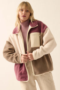 Fuzzy Logic Colorblock Sherpa Fleece Jacket - ShopPromesa