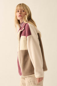 Fuzzy Logic Colorblock Sherpa Fleece Jacket - ShopPromesa