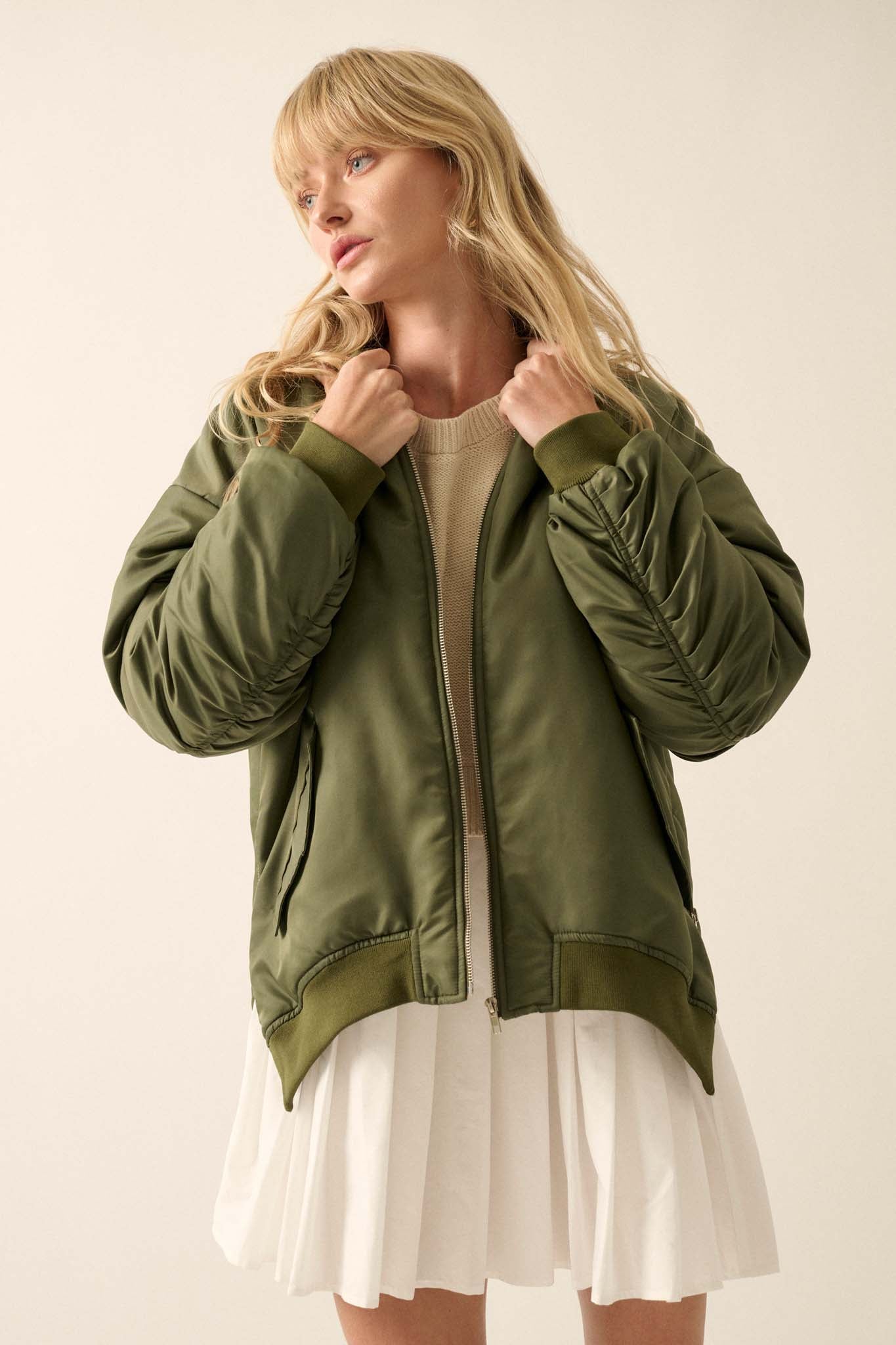 Echo Niner Oversized Side-Zip Bomber Jacket - ShopPromesa