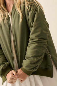 Echo Niner Oversized Side-Zip Bomber Jacket - ShopPromesa