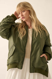 Echo Niner Oversized Side-Zip Bomber Jacket - ShopPromesa