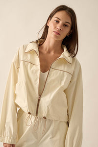 Zip to It Piping-Trim Drawstring Jacket - ShopPromesa