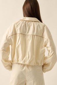 Zip to It Piping-Trim Drawstring Jacket - ShopPromesa