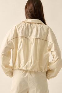 Zip to It Piping-Trim Drawstring Jacket - ShopPromesa