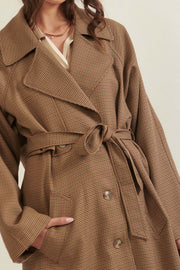 On the Case Houndstooth Belted Trench Coat - ShopPromesa