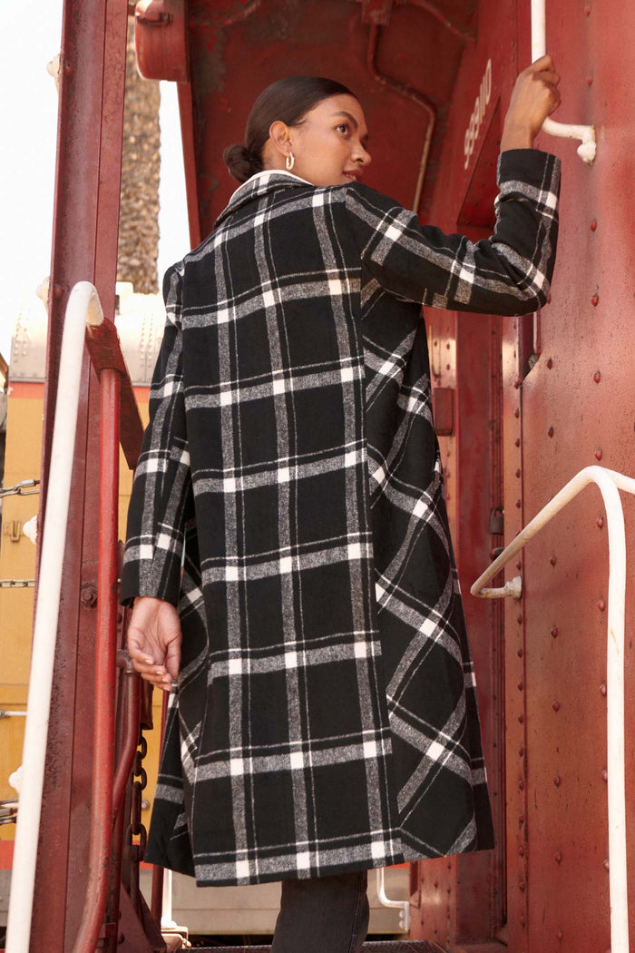 Check Point Button-Front Plaid Overcoat - ShopPromesa