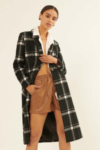 Check Point Button-Front Plaid Overcoat - ShopPromesa