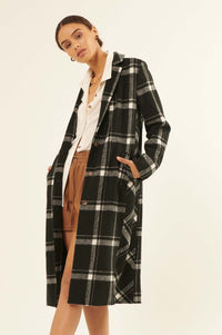 Check Point Button-Front Plaid Overcoat - ShopPromesa