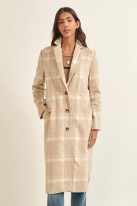 Check Point Button-Front Plaid Overcoat - ShopPromesa