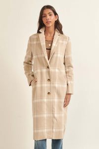 Check Point Button-Front Plaid Overcoat - ShopPromesa