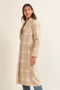 Check Point Button-Front Plaid Overcoat - ShopPromesa