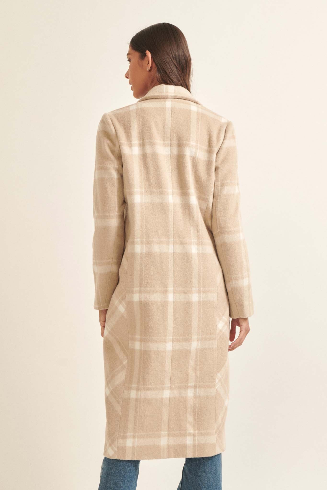 Check Point Button-Front Plaid Overcoat - ShopPromesa