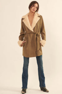 Backstage Pass Belted Faux Shearling Jacket - ShopPromesa